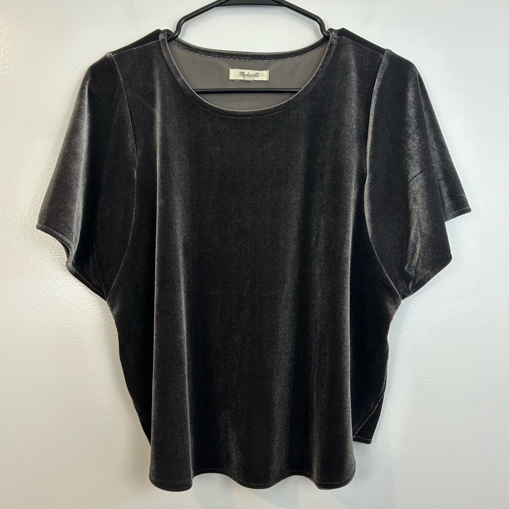 Madewell Velvet Grey Short Sleeve Butterfly Blouse Size Small